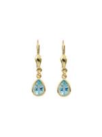 Adelia´s Paar Ohrhänger »Gold 14 k (585) Aquamarin Ohrhänger mit Brisur«, 14 k 585 Gelbgold mit Aquamarin