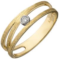 SIGO Damen Ring 585 Gold Gelbgold bicolor eismatt 1 Diamant Brillant Diamantring