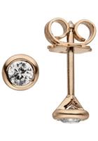 Jobo Paar Ohrstecker »Solitär«, rund 585 Roségold mit 2 Diamanten Brillanten 0,24 ct.