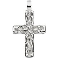 sigo Anhänger Kreuz 925 Sterling Silber gehämmert Kreuzanhänger Silberkreuz