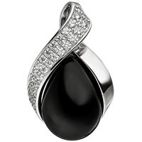 SIGO Anhänger 925 Sterling Silber mit Zirkonia 1 Onyx schwarz Silberanhänger