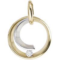 SIGO Anhänger rund 585 Gold Gelbgold Weißgold bicolor 1 Diamant Brillant 0,10ct.