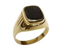 Christian Gouden cachet ring met zwarte lagensteen geel goud