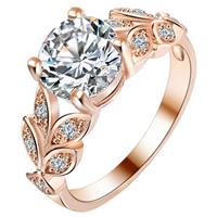 lgtjwls Dames ring LGT Jewels Crystal Leaf Rose -16mm