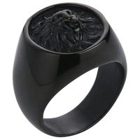 mendes heren ring Leeuw Edelstaal Zwart-17mm