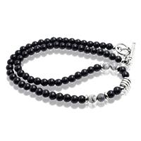 memphis kralen ketting Onyx Zwart Grijs - 45cm