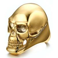 mendes Stalen herenring Skull Gold-19mm