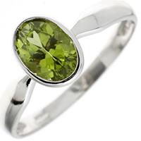 SIGO Damen Ring 925 Sterling Silber rhodiniert 1 Peridot grün Silberring