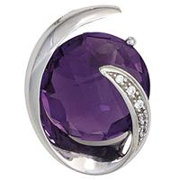 sigo Anhänger 585 Gold Weißgold 1 Amethyst lila violett 5 Diamanten Brillanten 0,02ct