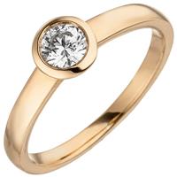 SIGO Damen Ring 585 Gold Rotgold 1 Diamant Brillant 0,15 ct. Diamantring Solitär