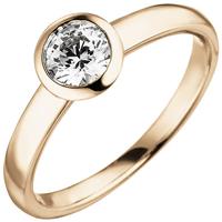 SIGO Damen Ring 585 Gold Rotgold 1 Diamant Brillant 0,50 ct. Diamantring Solitär