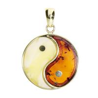 OSTSEE-SCHMUCK Kettenanhänger »Yin & Yang Gold 333/000 Bernstein« (1-tlg)