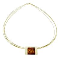 OSTSEE-SCHMUCK Kette mit Anhänger »Gleiter-Urte Gold 333/000 Bernstein« (2-tlg)