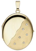 JOBO Medallionanhänger "Anhänger Medaillon oval", 585 Gold mit 6 Diamanten