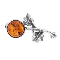 OSTSEE-SCHMUCK Brosche »Blume Silber 925/000 Bernstein«