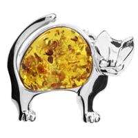 OSTSEE-SCHMUCK Brosche »Katze Silber 925/000 Bernstein«