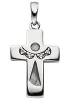 Jobo Kettenanhänger »Kreuz mit Schutzengel«, 925 Silber mit Zirkonia