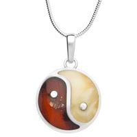 OSTSEE-SCHMUCK Kette mit Anhänger »Yin-Yang Silber 925/000 Bernstein« (2-tlg)