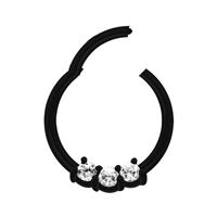 Adelia´s Nasenpiercing »Piercing Ring Segment Clicker mit Stein, Stahl schwarz«, mit drei klaren gefassten Kristallen in 2 mm