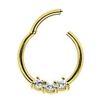 Adelia´s Nasenpiercing »Piercing Ring Smooth Segment Clicker mit Stein, Gold«, mit drei klaren gefassten Kristallen in 2 mm