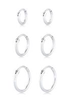 Elli Elli Oorbellen Dames Creolen Set Trio Basis Must-Have Trend in 925 Sterling Zilver