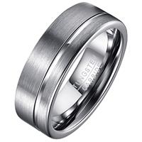 tomjaxon Wolfraam heren ring Groef Zilverkleurig-20mm