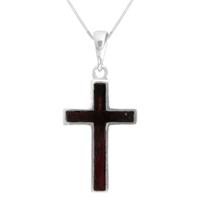 OSTSEE-SCHMUCK Kette mit Anhänger »Kreuz 28 x 18 Silber 925/000 Bernstein« (2-tlg)