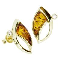 OSTSEE-SCHMUCK Paar Ohrstecker »Antonia Gold 333/000 Bernstein/Zirkonia« (2-tlg)