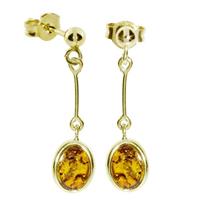 OSTSEE-SCHMUCK Paar Ohrhänger »- Classic 8x5 mm - Gold 333/000 Bernstein« (2-tlg)