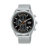 Lorus RM351GX9 Mens Black Dial Mesh Stainless Steel Chronograph Bracelet Watch