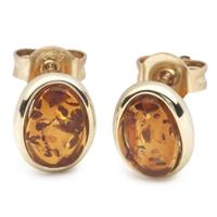 OSTSEE-SCHMUCK Paar Ohrstecker - Classic 8 x 5 mm - Gold 333/000 - Bernstein (2-tlg)