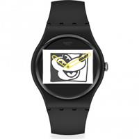 Swatch Keith Haring Mickey Blanc Sur Noir Unisexuhr in Rot SUOZ337