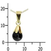 OSTSEE-SCHMUCK Kette mit Anhänger »- Glocke - Gold 333/000 - Onyx« (2-tlg)