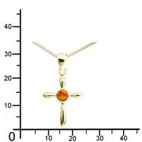 OSTSEE-SCHMUCK Kette mit Anhänger »- Kreuz 22 x 16 - Gold 333/000 - Bernstein« (2-tlg)