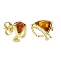 OSTSEE-SCHMUCK Paar Ohrstecker »- Astrud - Gold 333/000 - Bernstein/Zirkonia« (2-tlg)