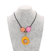 Malva- verstelbare ketting van tagua - oranje/roze/geel