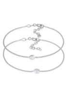 Elli Armband Set »Plättchen Disc Kreis Rund Set (2 tlg) 925 Silber«