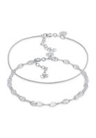 Elli Armband Set »Schlangen Rund Plättchen Kette (2 tlg) 925 Silber«