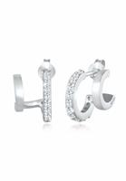 Elli, Ohrringe Creolen Doppel Zirkonia Stecker 925 Silber in silber, Schmuck für Damen