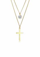 Elli, Halskette Layer Kreuz Kristalle 925 Silber in gold, Schmuck für Damen