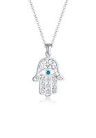 Elli Kette mit Anhänger »Hamsa Evil Eye Kristalle Schutzsymbol 925 Silber«