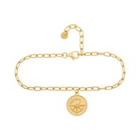 CAÏ Gliederarmband »925 Silber Armband Münze vergoldet Kompass Sonne«, Mattiert