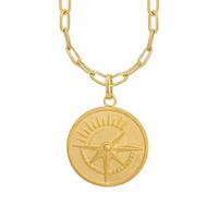 CAÏ Silberkette »925 Silber vergoldet Münze Kompass Sonne«