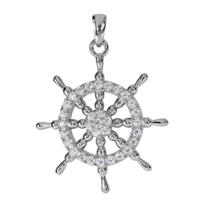 OSTSEE-SCHMUCK Kettenanhänger »- Steuerrad - Silber 925/000 - Zirkonia« (1-tlg)