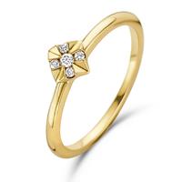 Excellent Jewelry Gouden Ring met Vierkant Diamant Kopstuk