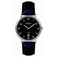 Prisma Zilverkleurig Signature Heren Horloge met donkerblauwe Band