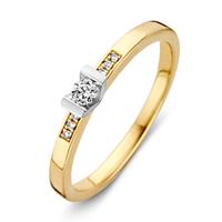 Excellent Jewelry Bicolor Ring met V-vormig Diamant Kopstuk