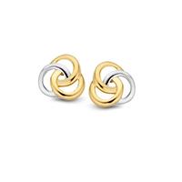 Excellent Jewelry Bicolor Abstracte Oorstekers met Zirkonia