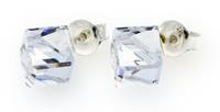 Spark Jewelry Stevige Witte Glaskristallen Kubus Oorstekers van 