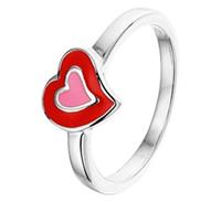 Zilveren Ring voor Kinderen met Rood Emaille Hart